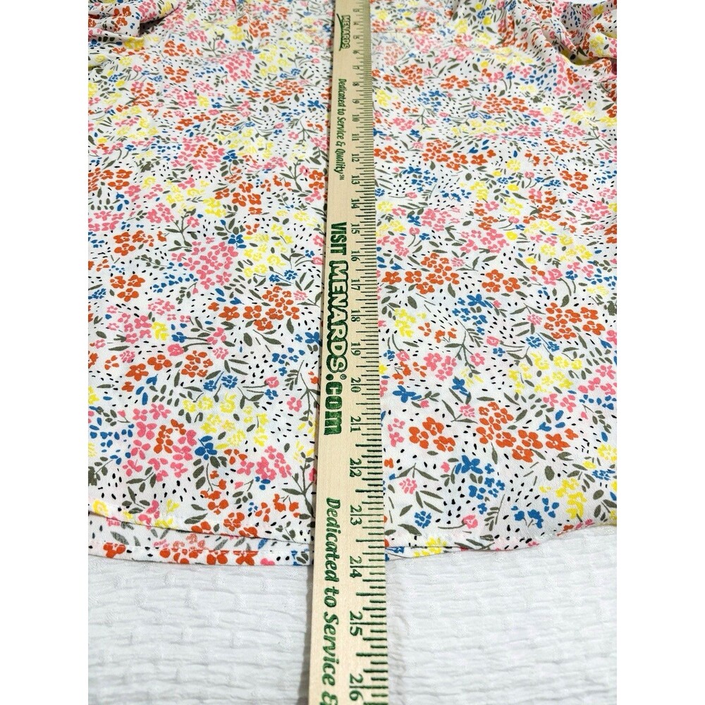 Loft White Ditsy Floral Blouse Sz Small Short Sleeve - Picture 7 of 9